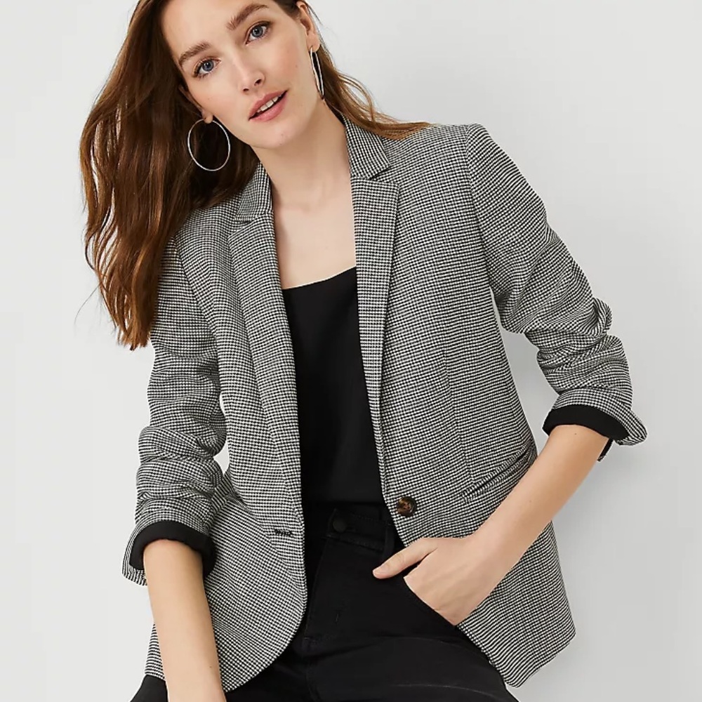 Ann Taylor Petite Houndstooth Blazer NWT